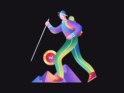 Walker app camping character illustration procreate sport texture tourist walking