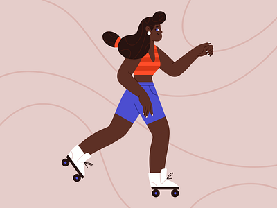 Roller skating character girl illustration procreate roller skate sport