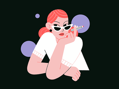 Curious mind character fashion flat illustration girl glasses illustration lifestyle procreate