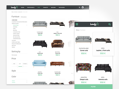 Shop responsive concept design filters list mobile product responsive shop ui website