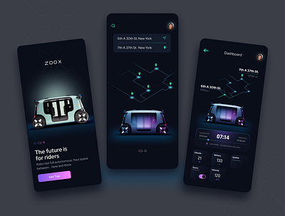 Robot Taxi Zoox app design ui ux