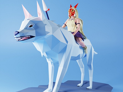 San (Princess Mononoke) 3d art 3dartist b3d blender blender3d blender3dart blendercycles illustration illustrations lowpoly lowpoly3d lowpolyart