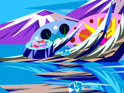Rocks over water background art background design game design geometric art geometric illustration illustration