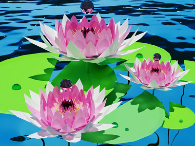 Waterlilies #blender #lowpoly 3d b3d blender blender3d blenderart blendercommunity illustration jenn liv lowpoly lowpolyart toronto