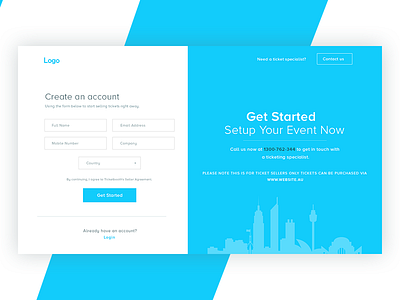 Ticket Booking - Create Account create account minimalist design ux design web design