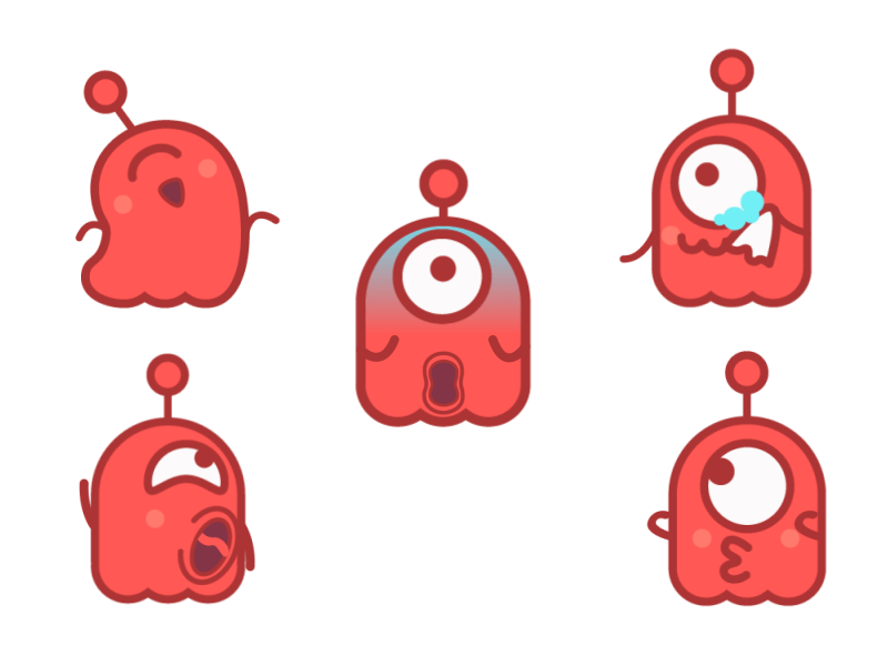 Little QU cut emoji illustration monster
