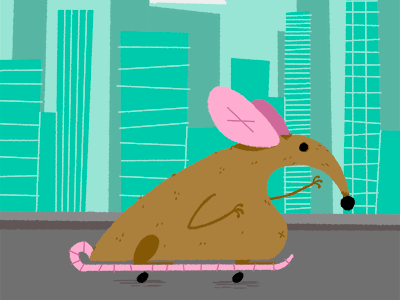 Skate Rat final character design city design graphic design illustration rat skate skateboarding