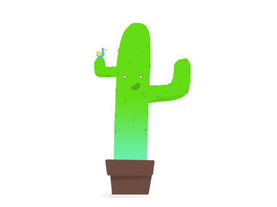 Tall cactus and a bird bird cactus character design cute design digital art graphic design illustration plant