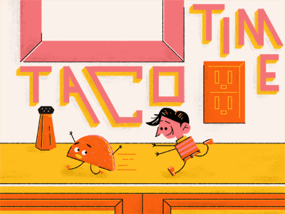 Taco Time! cartoon character design color cute design digital art dinner graphic design illustration taco