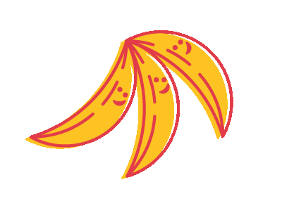 banana bunch banana character design cute design friends fun illustration line work red yellow