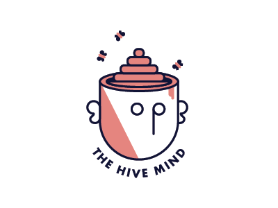 The Hive Mind bees brain branding design hive illustration logo