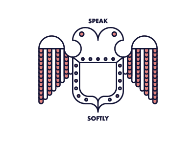 Speak Softly branding design eagle hand icon design illustration line logo minimal shield simple