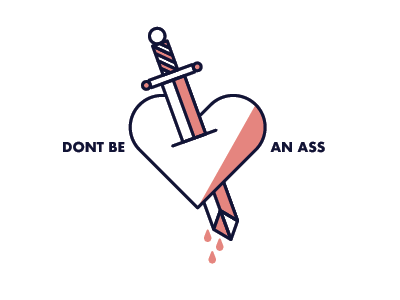 Assholes branding design heart icon design illustration line logo minimal simple sword