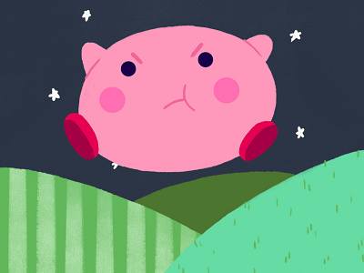Kirby floating around art character design design digital art game illustration kirby procreate