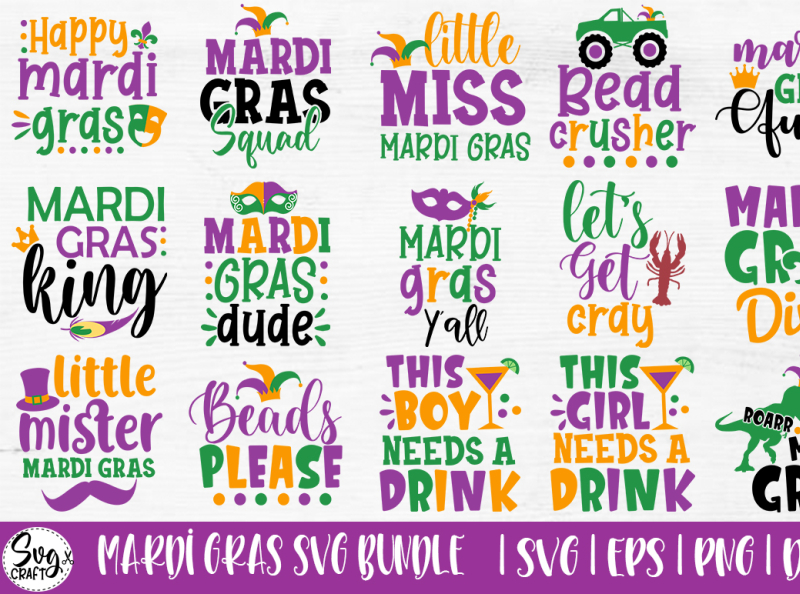 Cute Mardi Gras Stickers Bundle Graphic by Aspect_Studio · Creative Fabrica