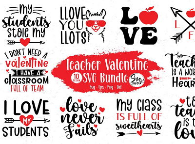 Teacher Valentine SVG Bundle branding design graphic design illustration logo png school svg ui vector