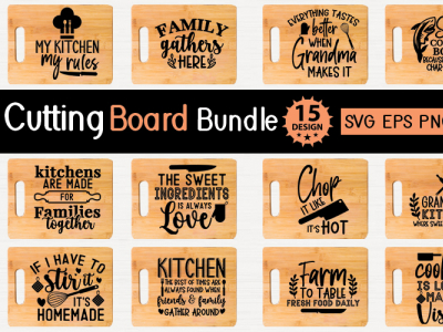 Cutting Board SVG Bundle, Kitchen Design SVG