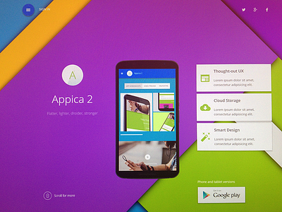 Appica 2. android design flat lollipop material theme web