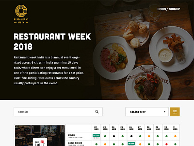 Restaurant Week festivals india landing page restaurant slots ui ux