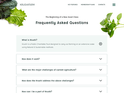 FAQ: Krushi Farm clean design faq faqs farm green ui ux ui ux design