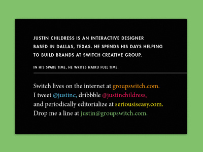 SXSW card front print typography copywriting business card sxsw