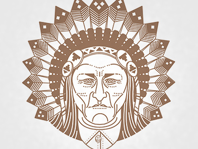 Chief america chief feather line art native american one color tribal vector wip