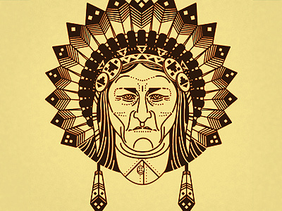 Chief2 Frame america chief feather line art native american one color tribal vector wip