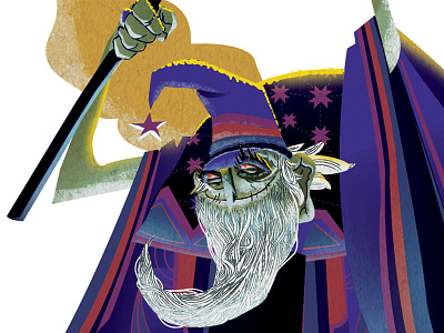 Wizard big ears children book fantasy illustration magic star wip