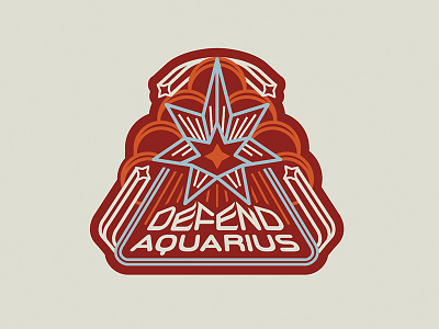 Defend Aquarius Side Patch arcade badge cotton bureau nerd retro space star three color vector video game