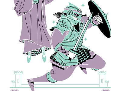 WIP Kickstarter Poster - pt.2 3 color armor fairytale fantasy fight knight magic vector warrior wip