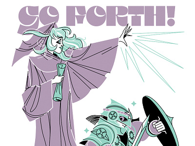 WIP Kickstarter Poster - pt.1 3 colors childrens book fantasy illustration knight magic poster spells wip wizard