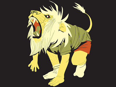 Lion - step one boy illustration illustrator lines lion process roar three color vector