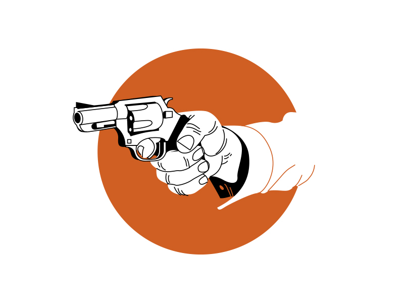Hand, gun 2 color circle gun hand illustration illustrator spot trigger finger vector wip