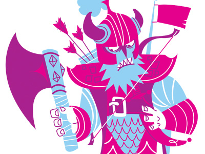 Warrior arrow axe badass beard design illustration knight pink vector viking warrior