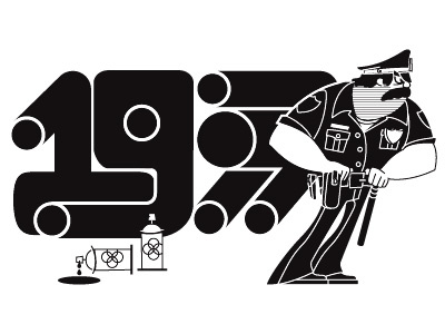 1977 with Cop 1977 black cop design graffitti numbers type vector
