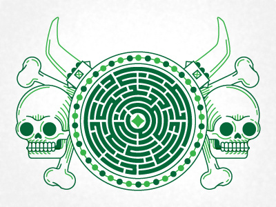 Minotaur Illo bones horns illustration maze minotaur outline skull