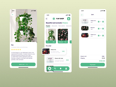 Flower Shop - Who loves flowers 🍃 app branding de design graphic design illustration typography ui ux