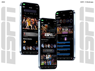 ESPN UI apple athletic branding design espn fifa graphic design ipl mobile nba sport news mobile apps sporting app streaming online teams ui ux