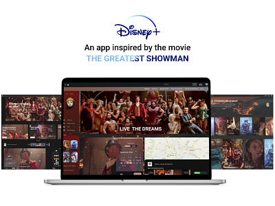 Live The Dream 20th century film adobe app apple booking branding disney figma graphic design live streaming movie and trailers music app online redesign streaming the greatest showman ui ux website
