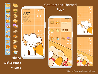 Cat Pastries Themed Pack app design icon illustration