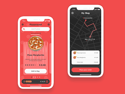 Pizzaround app design figma ui