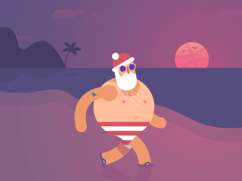 One Dribbble Invite beach christmas claus cycle invite natal noel papai sand santa sea walk