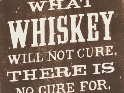 Whiskey letterpress linocut linoleum poster print whiskey