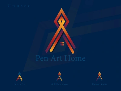 Pen Art Home Logo-Unused a letter logo branding combination logo creative logo educational logo gradient logo graphic design home logo icon logo illustration letter logo logo logo concept logo design logo designer logo inspire logo mark logo room pen logo professional logo