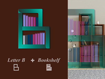 Letter B + Bookshelf Minimal logo