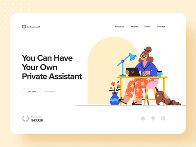 Private Assistant Landing Page desktop landingpage mockup product design ui uidesign uxui