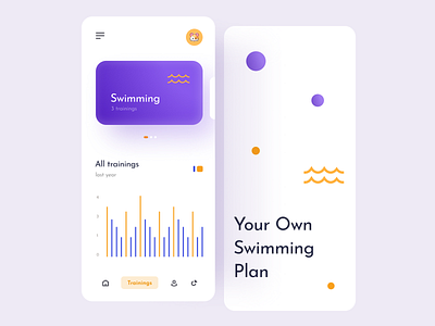 Swimming app android ios ios14 mobile mockup navigation tabs ui