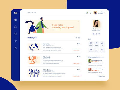 Hiring platform 🕵️‍♀️ dashboard desktop employee flatdesign hiring uidesign uiux