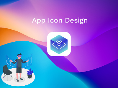 Augmented Reality App Icon 3d augmented reality cube design icon illustration logo ui