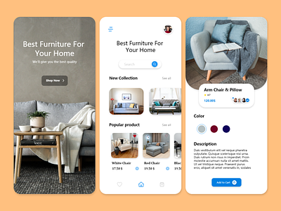 Furniture Shop App app design furniture ui ux web